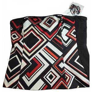 White House Black Market Strapless Geometric Zippered Corset Bustier w/ Straps